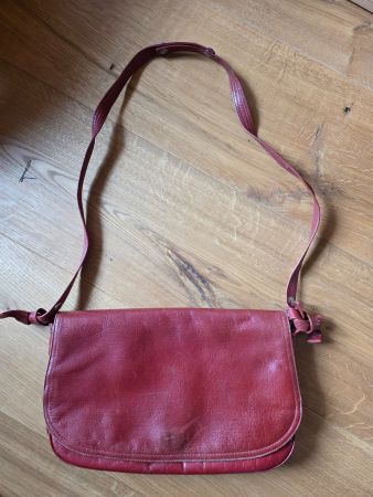 rote Vintage Leder Handtasche Umhänge Tasche - La Ducale