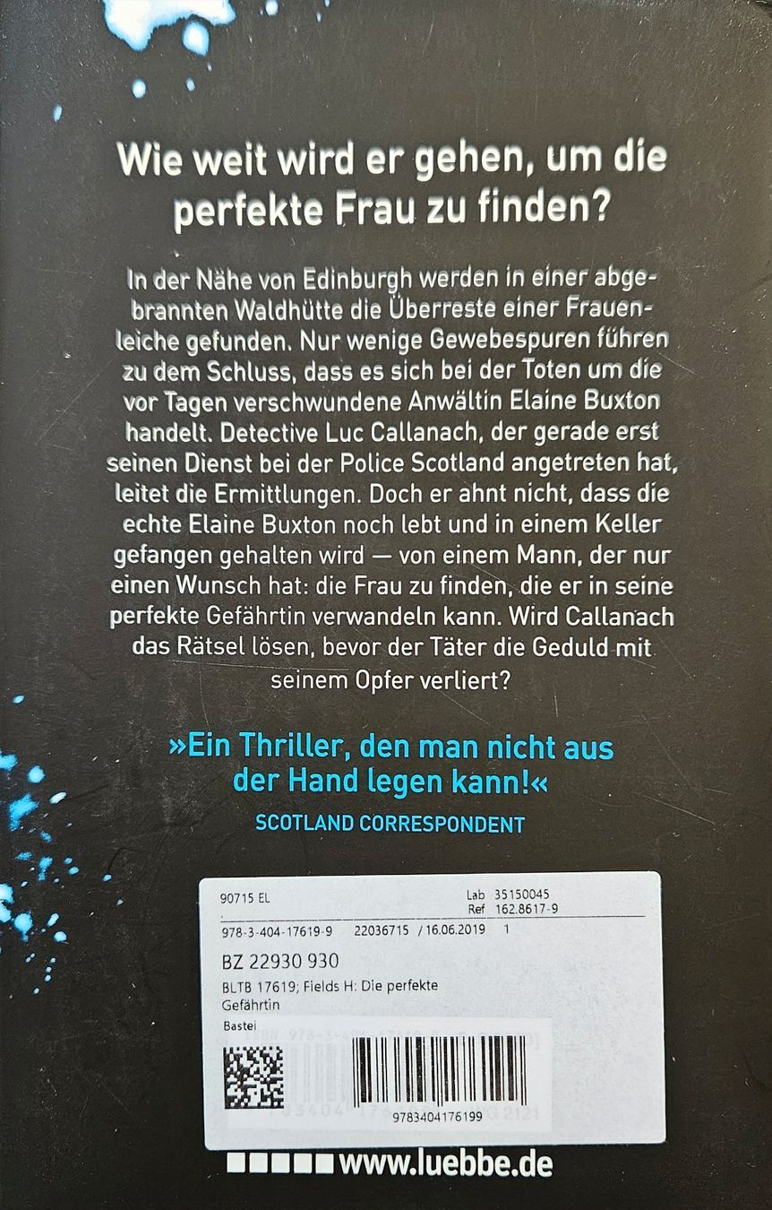 Libri: Helen Fields - Die perfekte Gefährtin – Usato da Hinwil venduto da brucha01 1