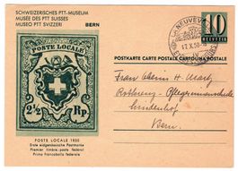 Entier postal départ de La Neuveville pour Bern le 17.X.50