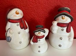 Schneemann Familie, Keramik, Winter Dekoration