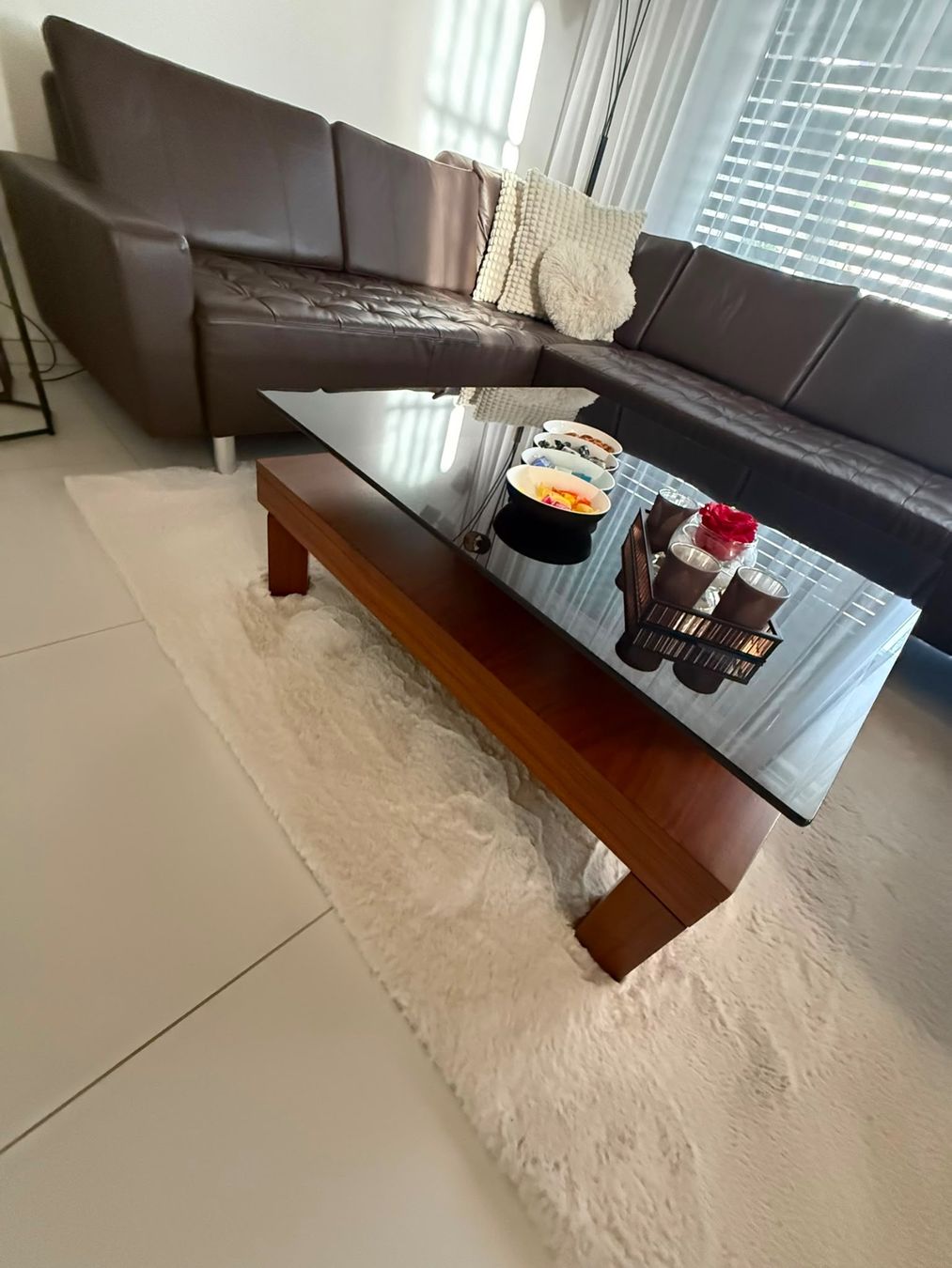 Divani: Ecksofa braun Leder mit Glas-Couchtisch – Nuovo (secondo la descrizione) da Flurlingen venduto da bad_2tqx 3