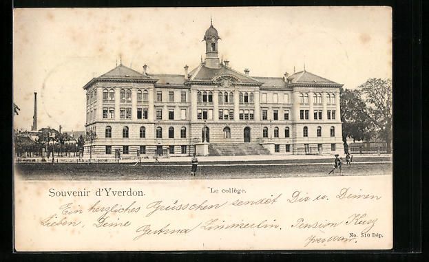 Cartoline postali: AK Yverdon, Le collège, 1903 – Usato da Berlin venduto da bartko-reher