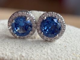 💙Luxus Ohrstecker Silber Zirkonia Blau