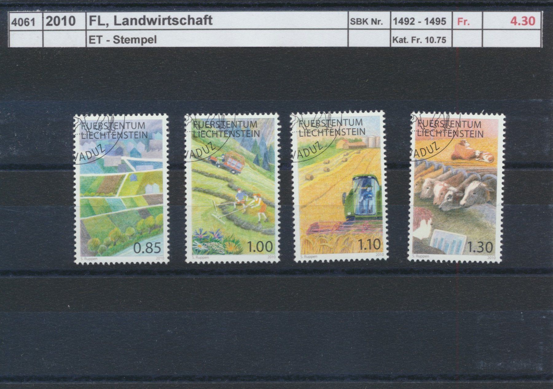 Tutti i francobolli: 2010 FL, "Landwirtschaft", ET - Stempel – Usato da Winterthur venduto da Zupogeru