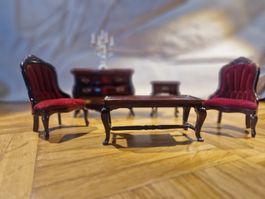 Puppenhausmöbel Set, vintage, 7-teilig, sehr guter Zustand
