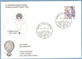 1988  200 Jahre Ballonfahrt  Basel  mit Unterschriften