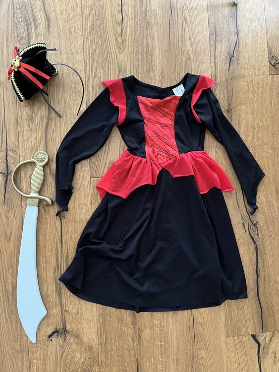 Foxxeo Piratinkostüm Für Mädchen (Gr. 116-122 / 152-158) – Inkl. Kleid, Gürtel & Kopfband