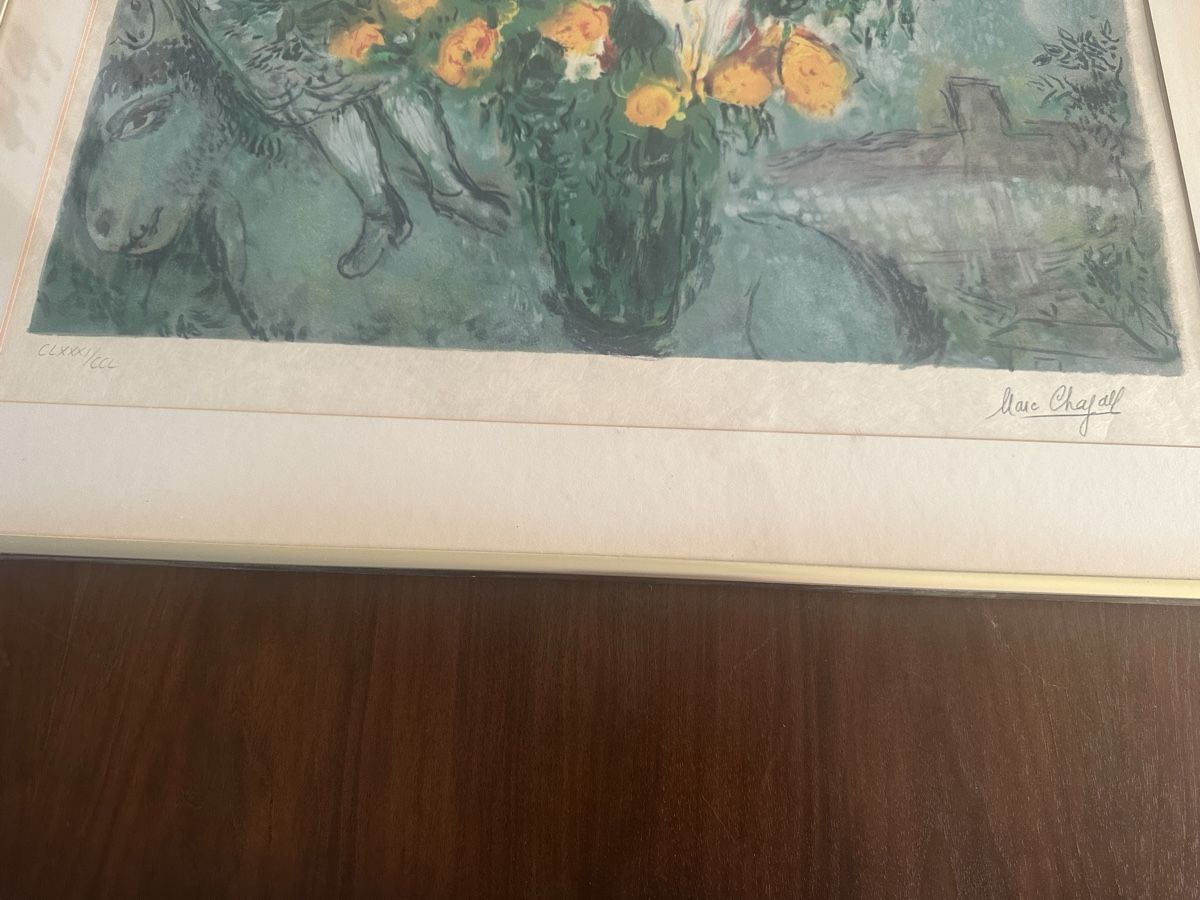 Poster & Bilder: Lithographie Marc Chagall Blumenstrauss signiert – Gebraucht aus Zürich von Theprophet 1