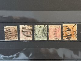 5 Timbres anciens coloniaux britanniques authentiques - lot 