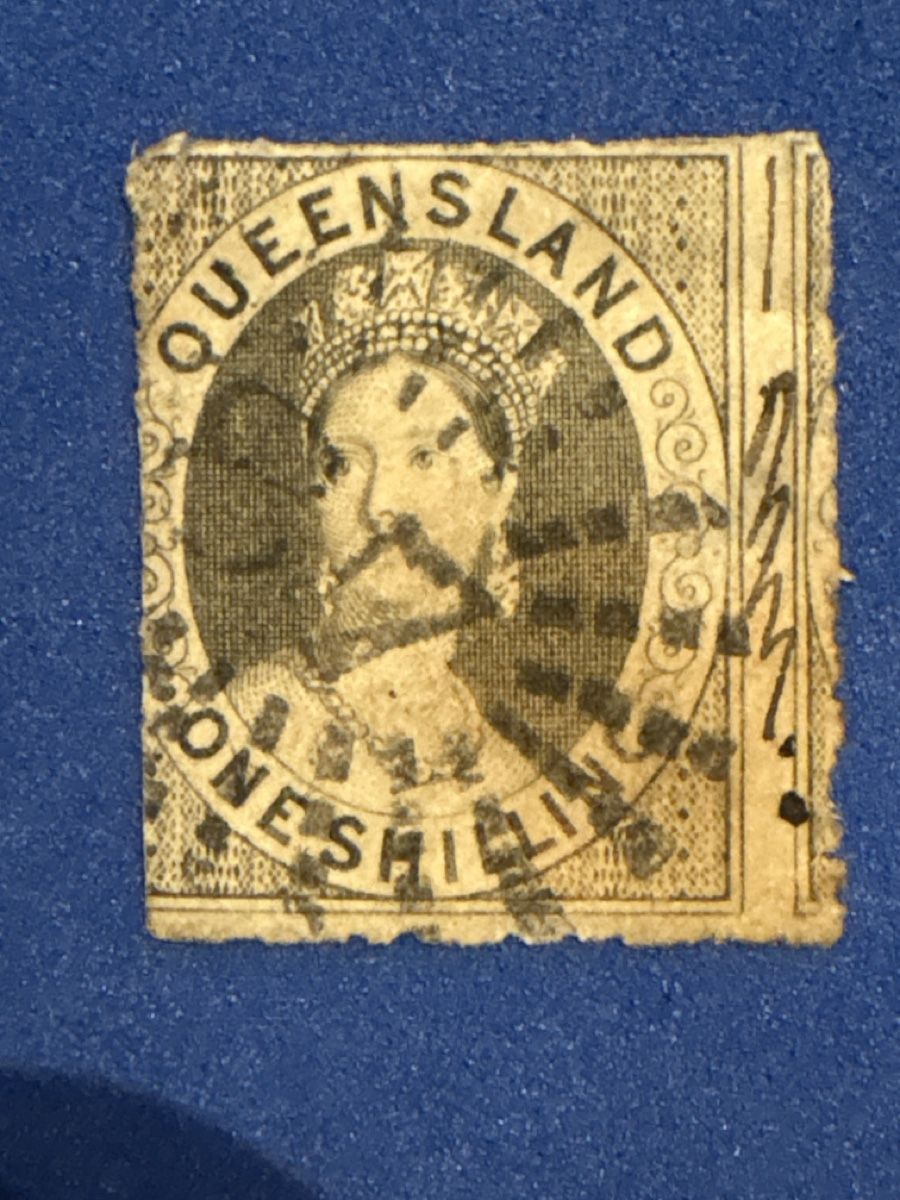 Tutti i francobolli: Timbre Queensland One Shilling oblitéré état usagé – Usato da Carouge GE venduto da irma016