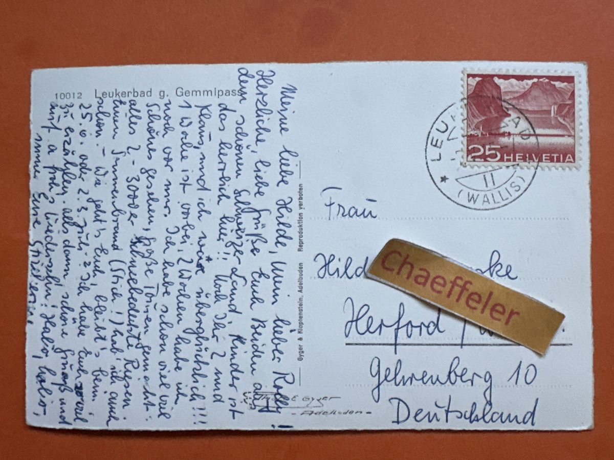 Cartoline postali: 1955 10012 Leukerbad g. Gemmipass – Usato da Zürich venduto da Chaeffeler 1