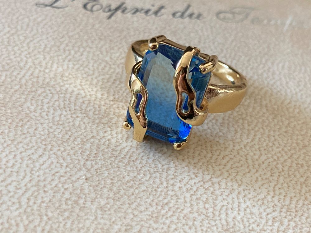 Bague Charles Jourdan En Métal Doré Avec Onyx - Modèle Ancien - Occasion Taille 52