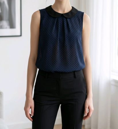 Elegantes Orsay Top Gr. S | Blau gepunktet | Wie neu