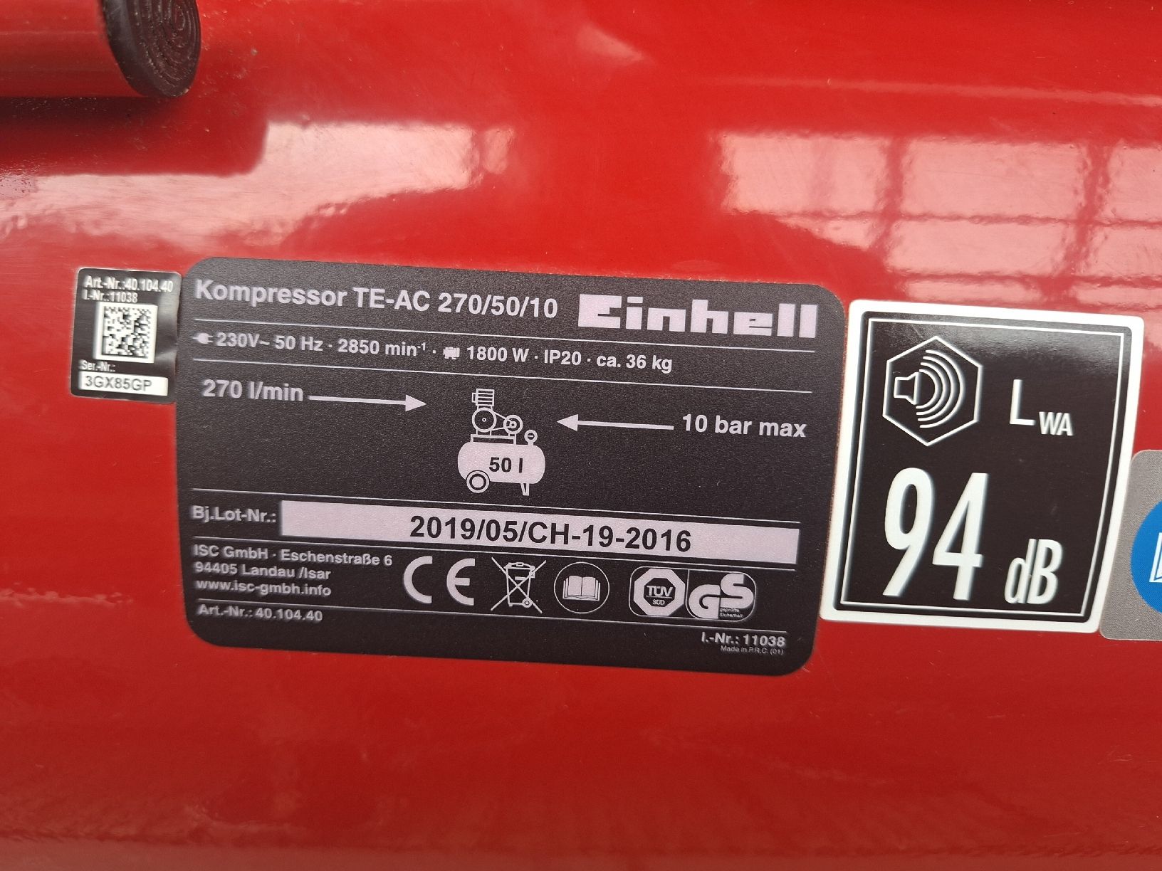 Einhell Compressori: Kompressor TE-AC 270/50/10 – Usato da Emdthal venduto da Pumi79 3