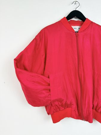 Bomberjacke Vintage aus Seide rot Grösse S