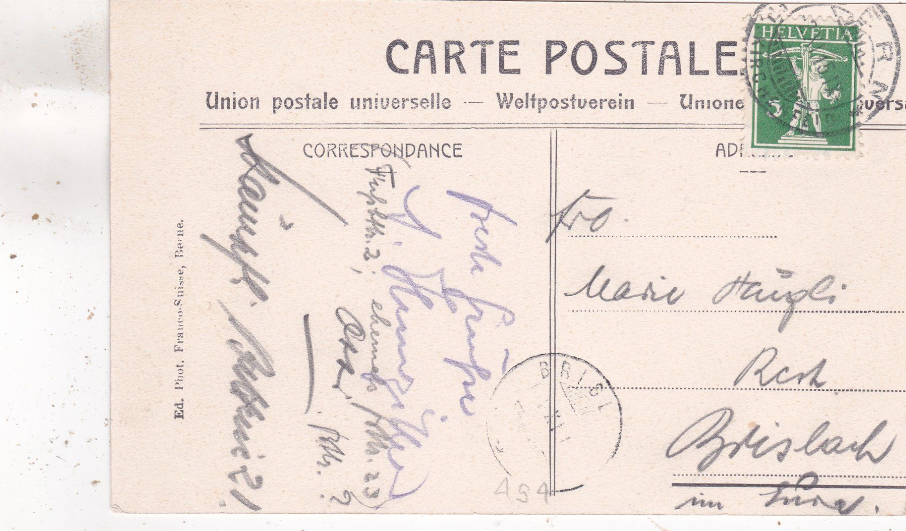 Cartes postales: Bern 1915 – D'occasion à Herisau par Lisegrat2008 1