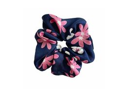 Scrunchie 100% Seide hand made marine-rosa Prilblume rework