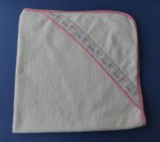 Frotté-Badetuch mit Kapuze für Baby, weiss/rosa, 74 x 74 cm