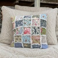 Handgemachter Patchwork-Kissenbezug aus Baumwolle & Leinen