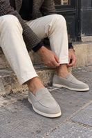 Herren Loafer Wildleder grau flach guter Zustand