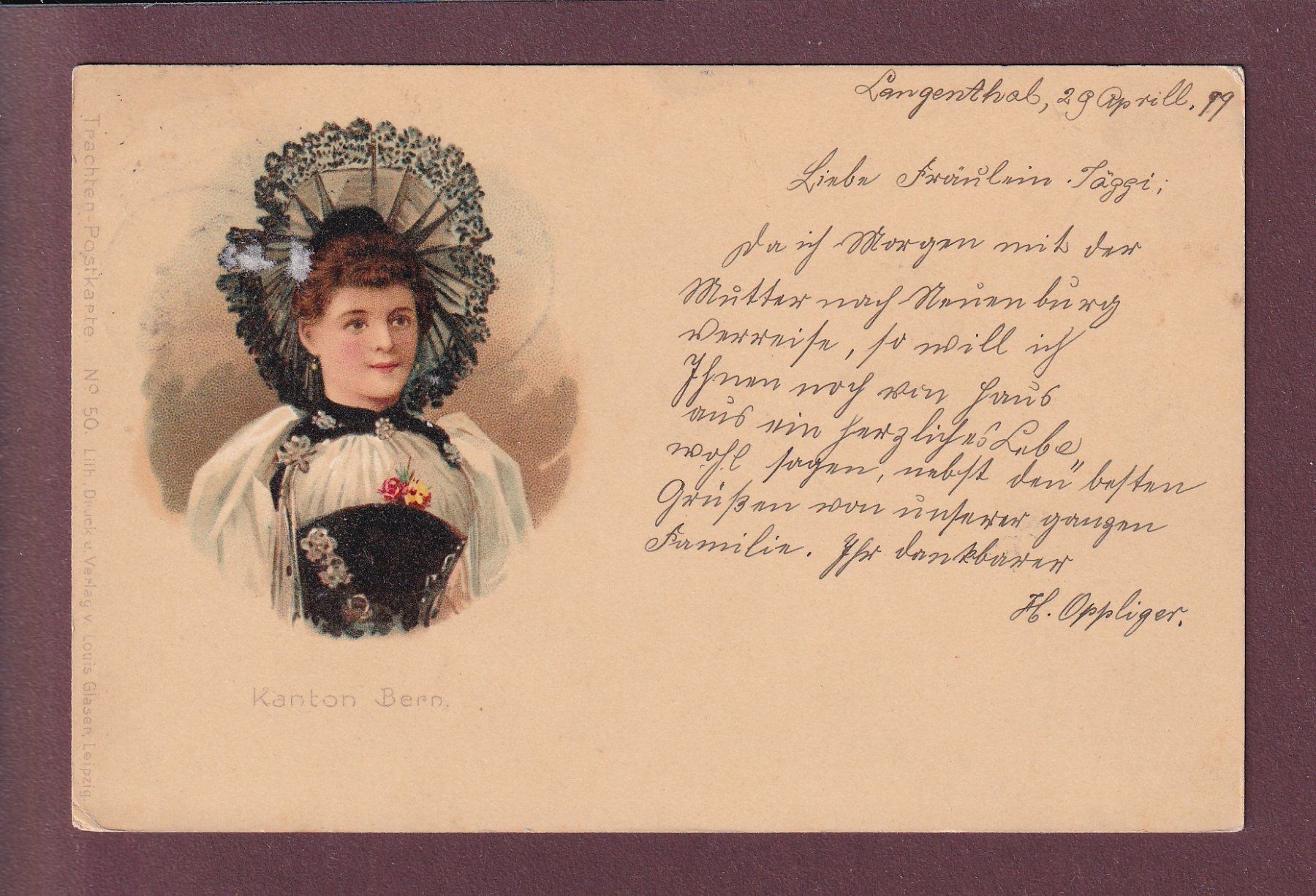Cartoline postali: BERN - Tracht - 1899 – Usato da Pully venduto da nicecards
