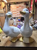 2er Set Gänse Garten Deko Figuren Steinguss 42cm (D1)