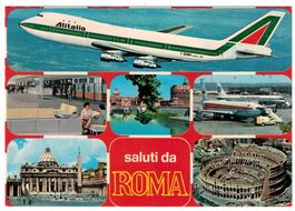 Saluti da Roma - Fiumicino - Alitalia Boeing 747 Jumbo Jet