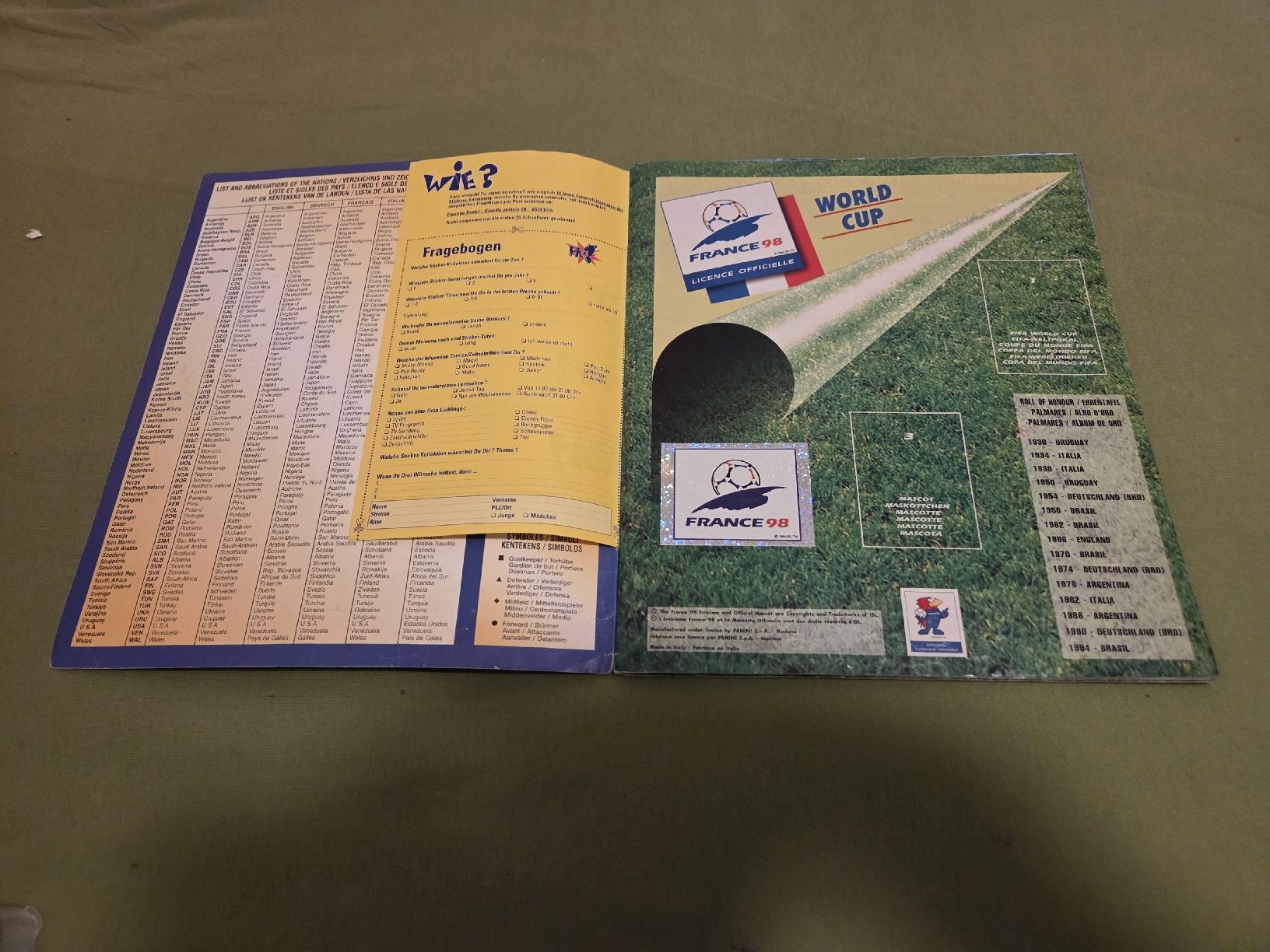 Panini Album: Panini Album WM 1998 – Usato da Embrach venduto da MamaSantos 1
