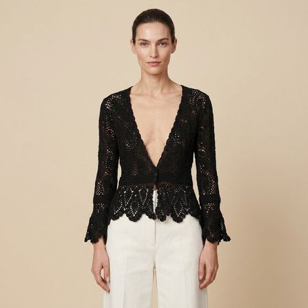 Noa Noa Gilet Crochet Noir T. M