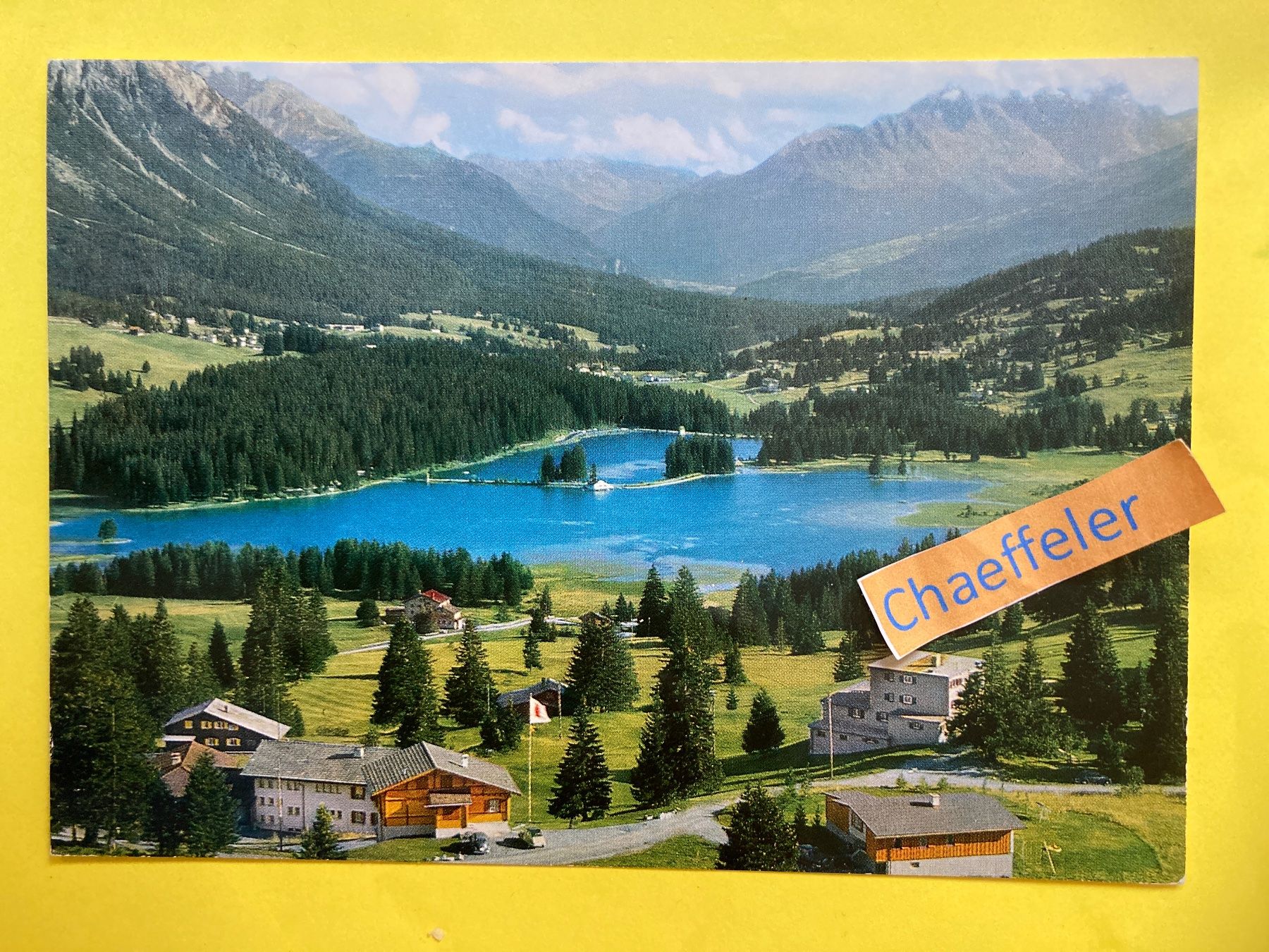 Cartoline postali: Lenzerheide -Valbella, Heidsee mit Oberhalbsteiner Bergen – Usato da Zürich venduto da Chaeffeler