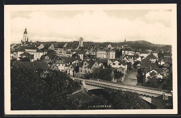 Cartoline postali: AK Frauenfeld, Teilansicht mit Kirche – Usato da Berlin venduto da bartko-reher