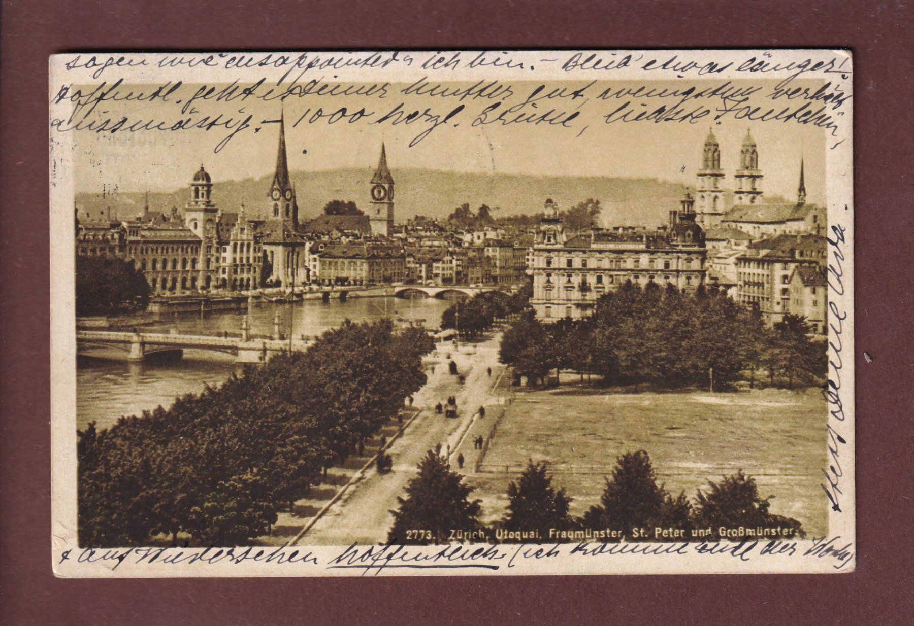 Cartoline postali: ZÜRICH - Utoquai - 1919 – Usato da Pully venduto da nicecards
