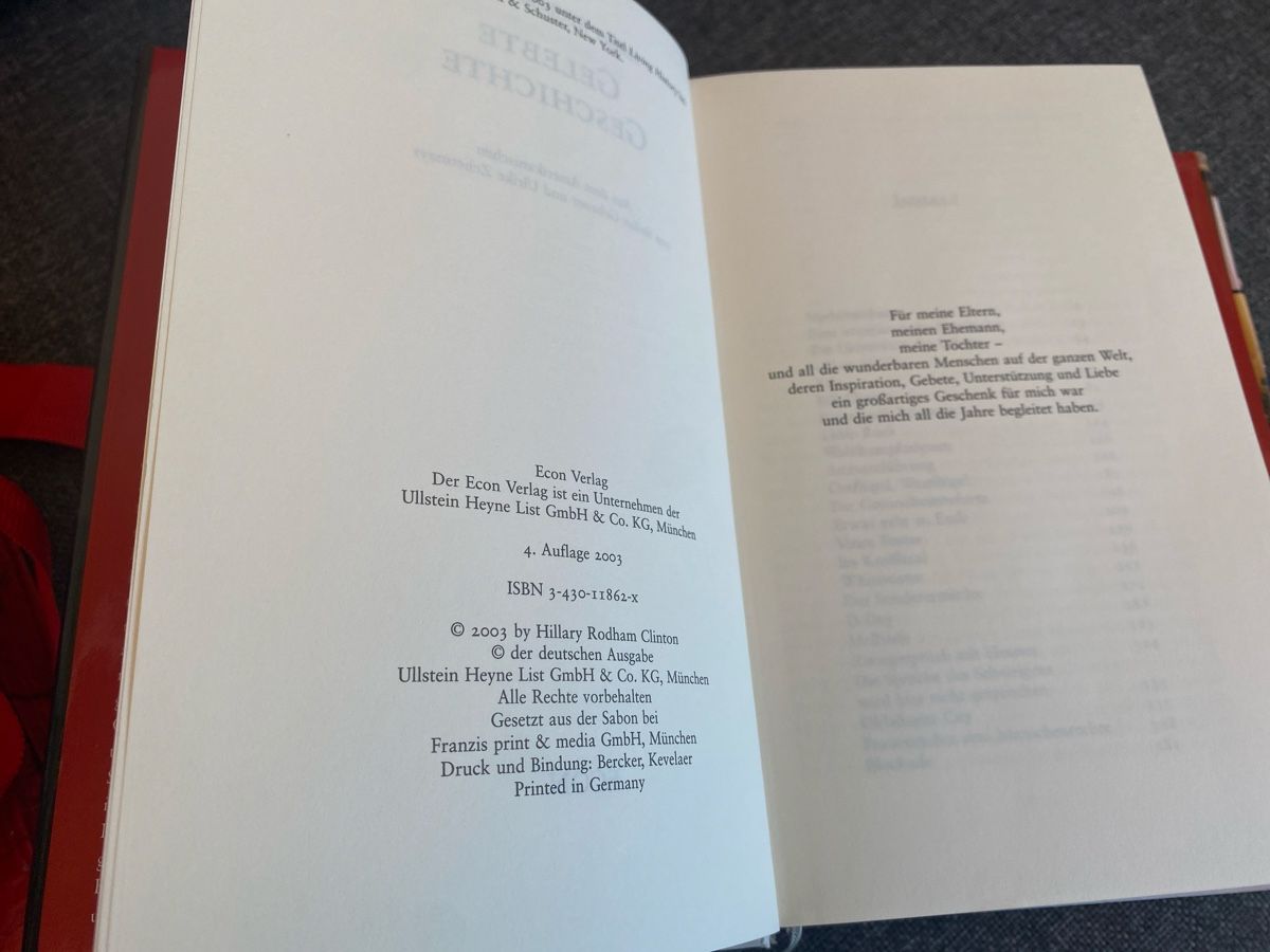 Libri: Hillary Clinton "Gelebte Geschichte" - Top Zustand! – Usato da Erlinsbach SO venduto da Silverstorm 1