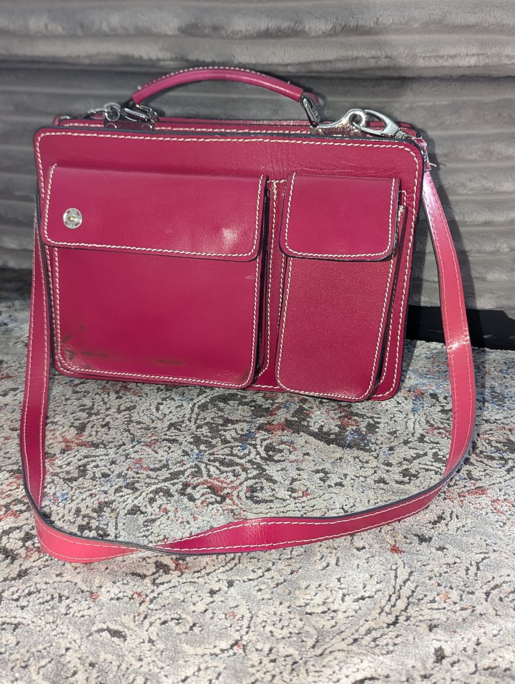 Borse da donna: Ledertasche leuchtend Himbeere Farbe – Usato da Winterthur venduto da losa_p966 3
