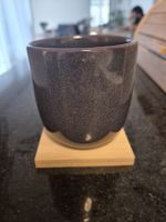 Keramikbecher mit Untersetzer - Neu, Lila, 8 cm