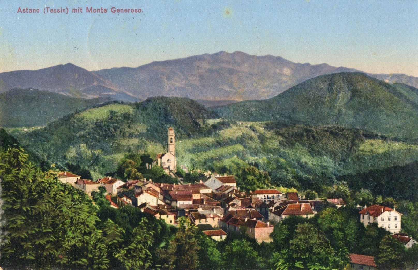 Ansichtskarten: Astano mit Monte Generoso – Gebraucht aus Melano von pisonsdro