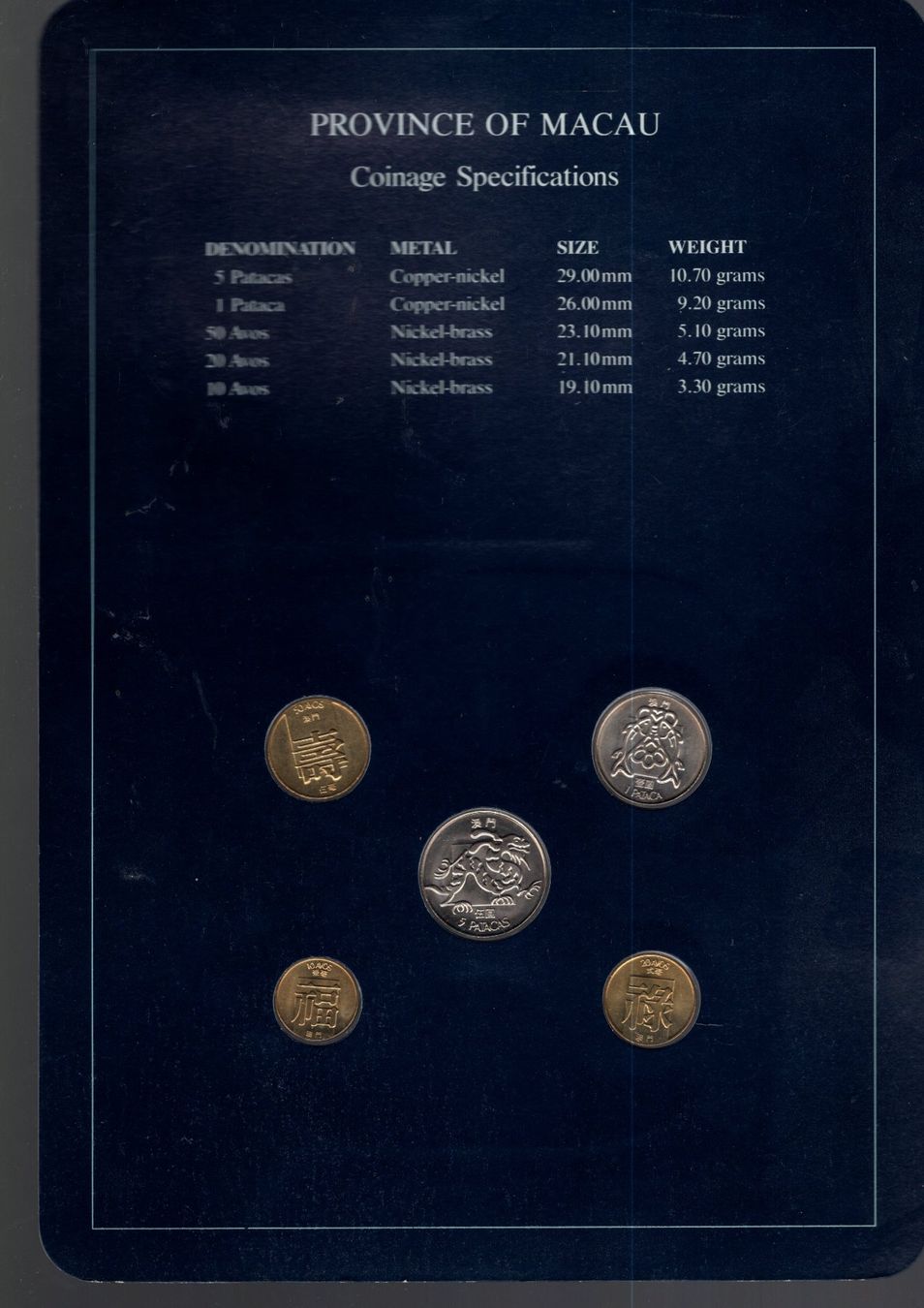 Tutti le monete: Macao coins set UNC – Nuovo (secondo la descrizione) da Leibstadt venduto da baroc333 1