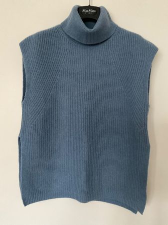 Schöner Wolle Pullunder Gr ca M hellblau Rollkragen