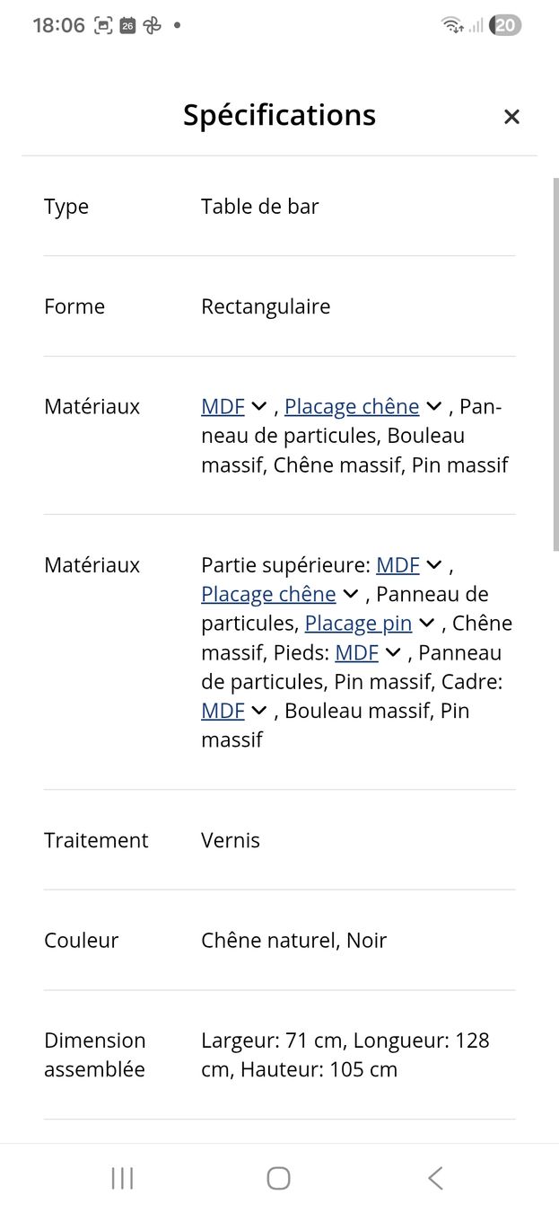 Set di tavolo e panche: Table de bar et ses deux chaises – Usato da Lengnau BE venduto da chouby01 3
