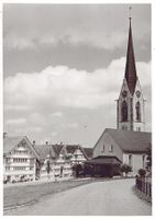 Hundwil, Kirche, Fotokarte W. Sonderegger, um 1945