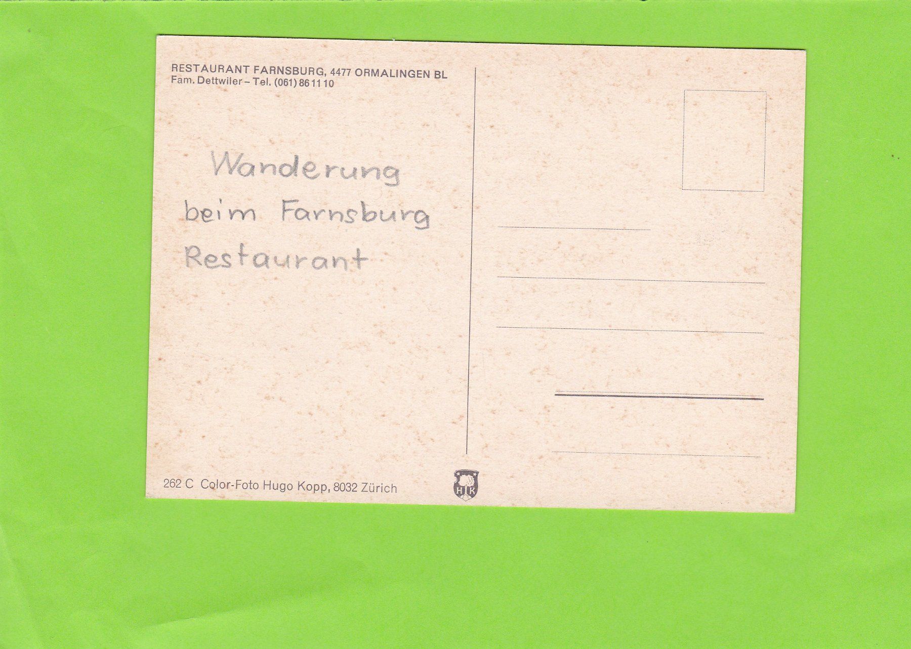 Ansichtskarten: Restaurant Farnsburg-Ormalingen BL – Gebraucht aus St. Peterzell von neckertal 1