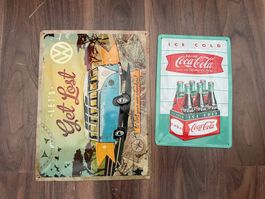 VW Bulli & Coca-Cola Blechschilder - 2er Set, Retro! (54)