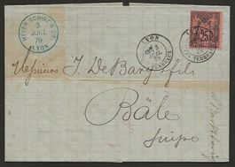 Frankreich 1879 25c Faltbrief Lyon - Basel