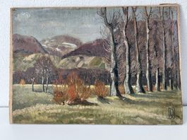 Vintage Landscape Oil Painting, Signed Artwork, 30x21 cm