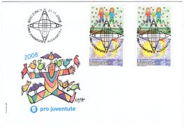 Zusammenhängende Pro Juventute 2008 auf offiziellem FDC