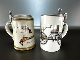 2x Bierkrug Humpen, Mit Deckel  Schön gemachte Humpen