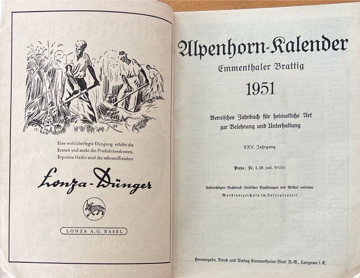 Libri: Alpenhorn-Kalender 1951 – Usato da Sarnen venduto da Livres 1