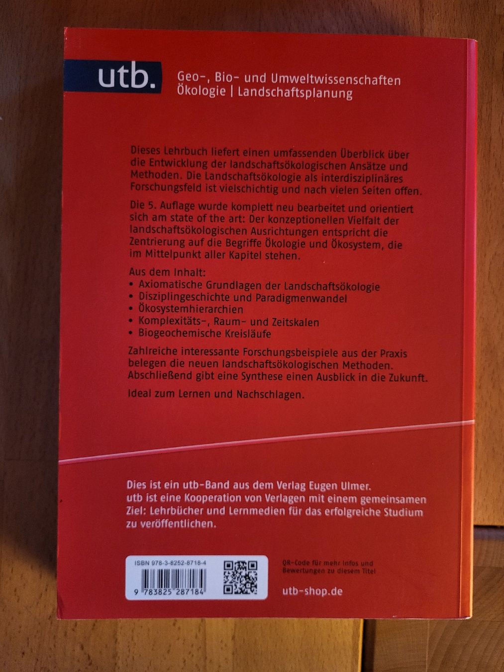 Libri: Buch "Landschaftsökologie" – Usato da Magglingen/Macolin venduto da LeChef23 1