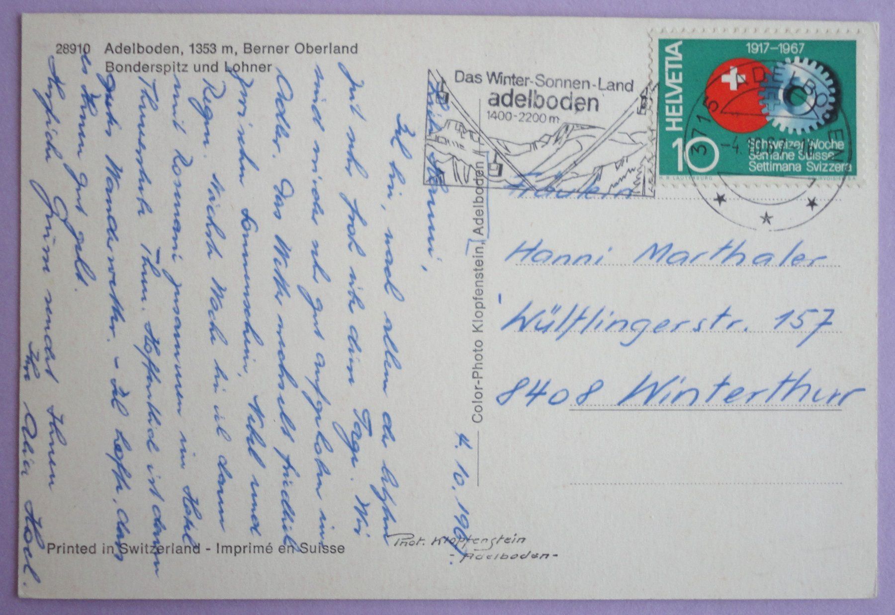 Ansichtskarten: Adelboden, 1353 m, B.O. – Gebraucht aus Fétigny von Billy2miny 1
