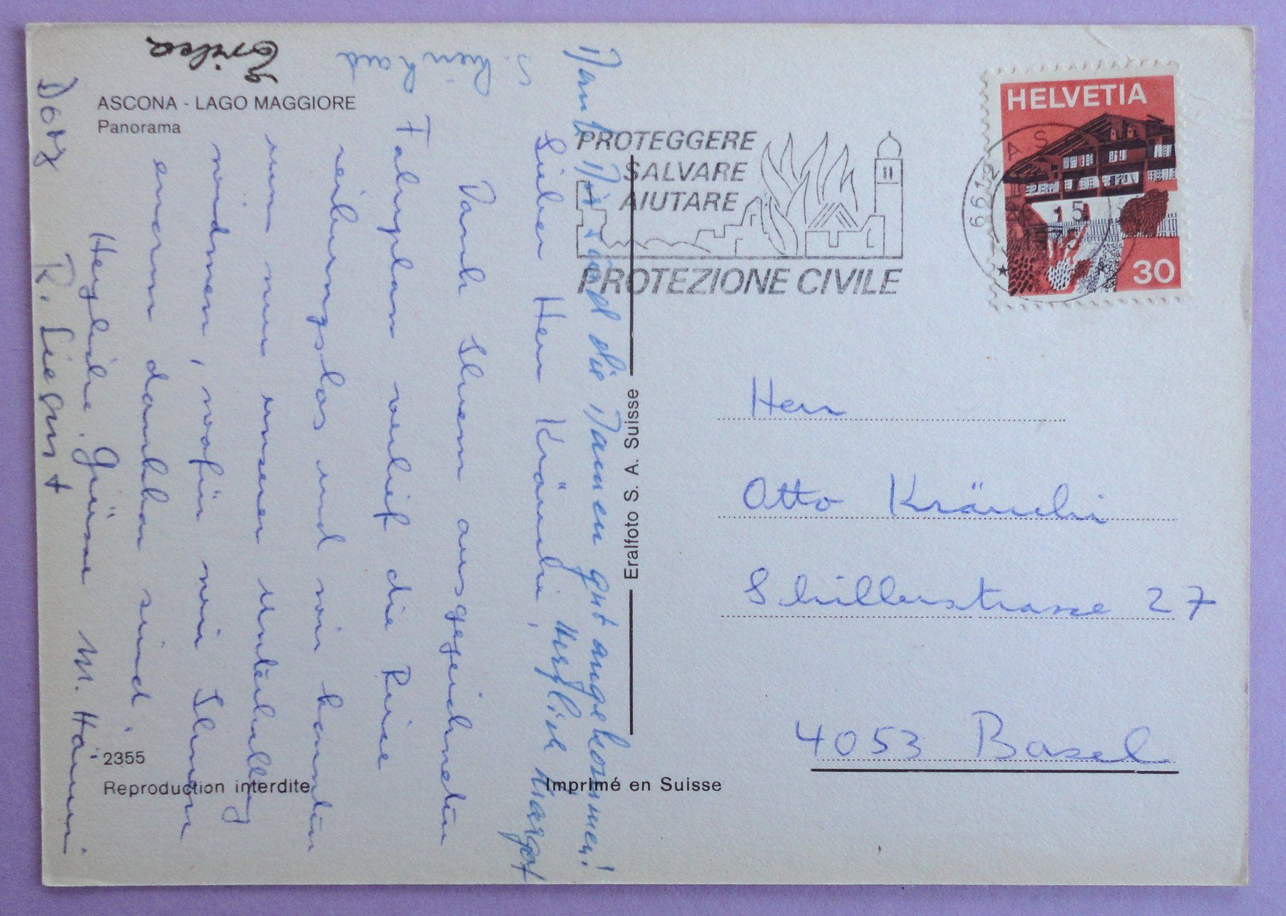 Cartoline postali: Ascona - Lago Maggiore - Panorama – Usato da Fétigny venduto da Billy2miny 1